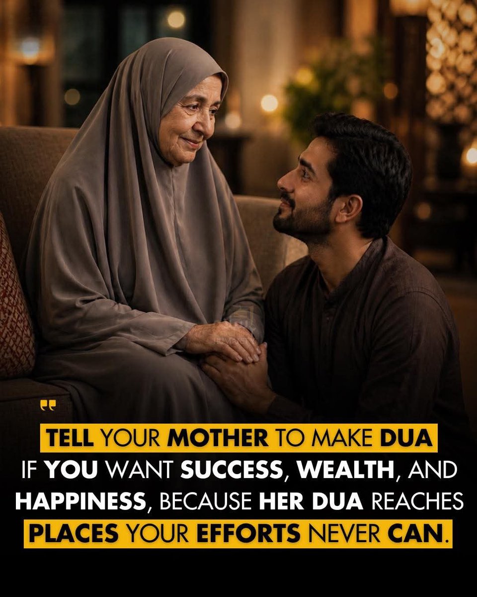 Cool_Ustaz's tweet photo. A mother’s du’a carries a weight that this world cannot measure. 🤍

There are people whose lives changed not only because of their own efforts, but because a mother stood in prayer asking Allah to guide, protect, and bless her child.

Islam teaches us that honoring our mothers is among the greatest deeds beloved to Allah. Her sacrifices are seen by Allah even when the world overlooks them.

The Messenger of Allah ﷺ said:

“A man came to the Messenger of Allah ﷺ and said, ‘Who among the people is most deserving of my good companionship?’ He said: ‘Your mother.’ The man asked, ‘Then who?’ He said: ‘Your mother.’ He asked again, ‘Then who?’ He said: ‘Your mother.’ He asked again, ‘Then who?’ He said: ‘Then your father.’”

— Sahih al-Bukhari 5971
— Sahih Muslim 2548

Allah says:

“Your Lord has decreed that you worship none but Him, and that you be kind to parents.”
— Al-Qur’an 17:23

Never miss a chance to make your mother smile, serve her, and ask for her du’as. A sincere du’a from a mother can become the reason Allah places barakah, peace, protection, and success in your life.

One day, we will wish for one more conversation, one more smile, and one more du’a from her. Cherish her while you still can. ❤️