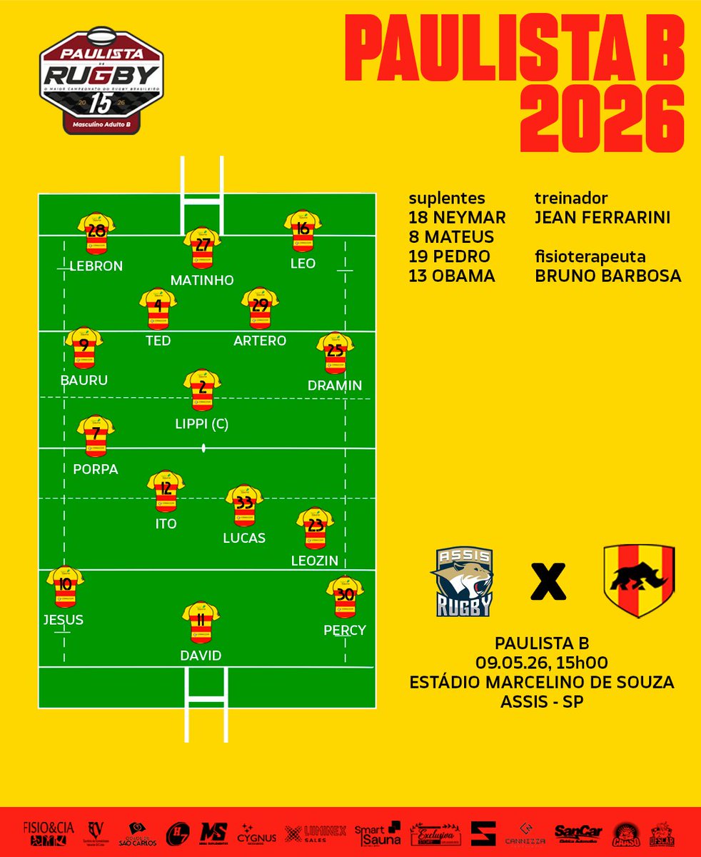 rugbysaocarlos's tweet photo. ESCALADOS!

Os rinocerontes logo menos entram em campo para a estreia no Paulista B 2026!

#SomosSanca #rugbysaocarlos #rugby #saocarlos #RugbyPaulista https://t.co/51lq6ccAQ9