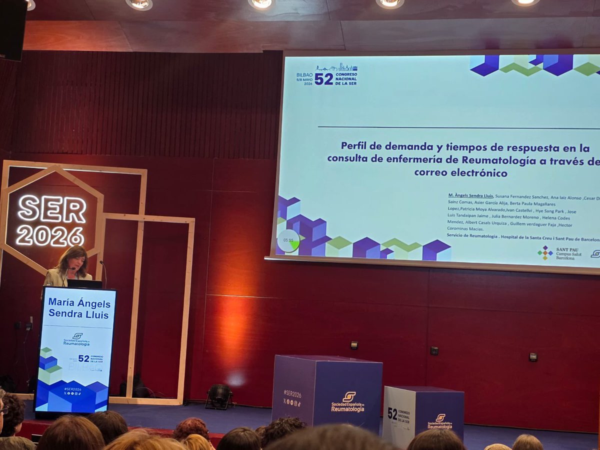 InfermeriaSPau's tweet photo. Les #infermeres de @reuma_santpau presents en el congrés #SER2026 amb 🔝 aportacions:
@SendraAngels presenta comunicació "perfil de demanda y tiempos de respuesta en la consulta enfermera vía email" i @SusanaF_enfreu presenta "Manejo de úlceras complejas en Esclerosis Sistémica" https://t.co/CoI0G4wcLn