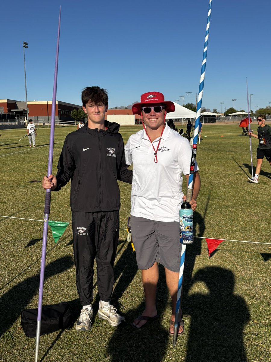 BrophyAthletics's tweet photo. TRACK &amp; FIELD / Freshman Hudson Hensley finished second in the state in the javelin with a best of 192-9. It is the Arizona State freshman record (breaking his own record) and No. 2 among Freshman in the nation. @bcpdistance https://t.co/HxIOeMdyMn