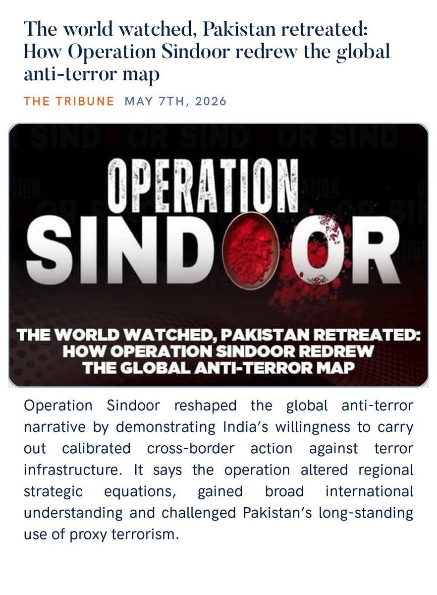 The world watched, Pakistan retreated: How Operation Sindoor redrew the global anti-terror map.

tribuneindia.com/news/world/the… 

via NaMo App