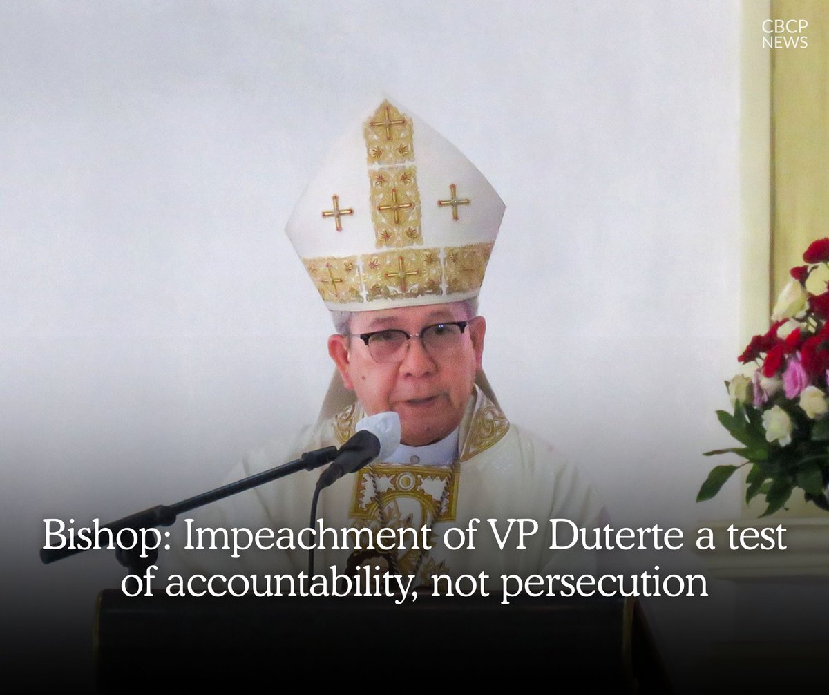 cbcpnews's tweet photo. “Let evidence be examined. Let truth emerge. Let justice prevail,” Bishop Bagaforo said. “Accountability is not political harassment. Justice is not destabilization.” Read more: https://t.co/p5oBbpnCTH https://t.co/HMUsfOHFDw