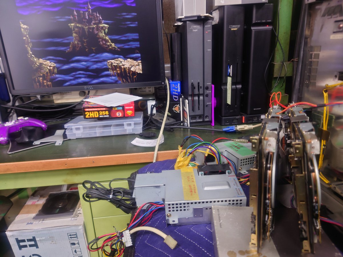 X68000再生計画 ExpertHD 外装までフルメンテナンス済 よおし、とりあえずFDDメンテナンス完了！バッチリになりました！ 電源