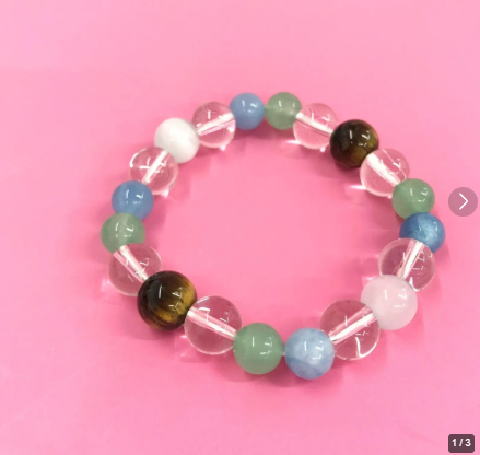 cocorety42's tweet photo. 「愛と優しさの象徴」とされるローズクォーツ（紅水晶）を使用しています。　¥1,200

【福祉施設制作】安ちゃん作　ブレスレット　「天然石ブレスレット」NO.5141 https://t.co/D0Pxzy4UTH