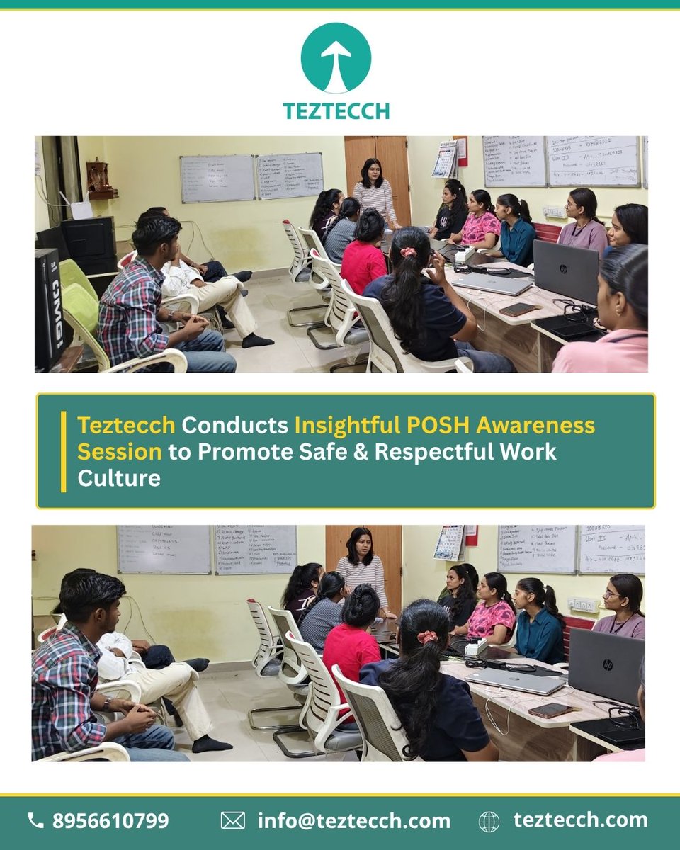 TecchTez's tweet photo. Creating a safe space for everyone.

🤝 Highlights from our recent POSH training session focused on building a respectful and professional environment at the office.

#Teztecch #POSH #WorkplaceSafety #EmployeeAwareness #WorkCulture #ProfessionalGrowth #SafeWorkplace #NagpurTech https://t.co/YeUelu3KR8