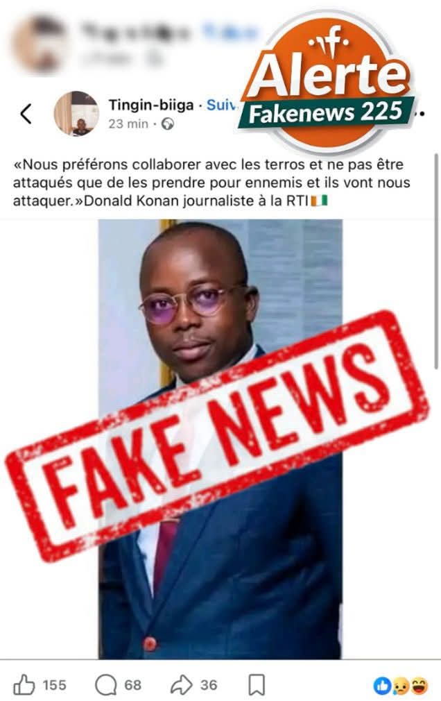 xprocoder's tweet photo. 🚨 Alerte désinformation 🚨

Une nouvelle vague de fausses informations circule actuellement via plusieurs comptes Facebook localisés au Burkina Faso 🇧🇫.

Cette fois, il s’agit d’une prétendue déclaration attribuée à un journaliste de la Radiodiffusion Télévision Ivoirienne, alors qu’aucune source crédible ne confirme ces propos.

Plusieurs de ces comptes avaient déjà été signalés pour leur participation à des campagnes de manipulation et de désinformation visant la Côte d'Ivoire 🇨🇮.