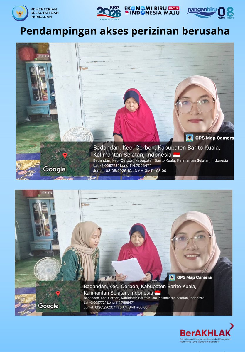 khadijah2710's tweet photo. Jumat (08/05/2026) Khadijah, S. Pi.,M. Pi Penyuluh Perikanan Kabupaten Barito Kuala dalam pendampingan akses perizinan berusaha (NIB) pada pelaku usaha pengolah dan pemasar ikan Kabupaten Barito Kuala https://t.co/vdIYySzIsn