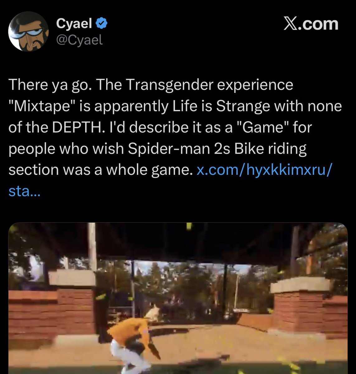 there are literally no trans characters in mixtape (also this guy was arrested for beating his wife)