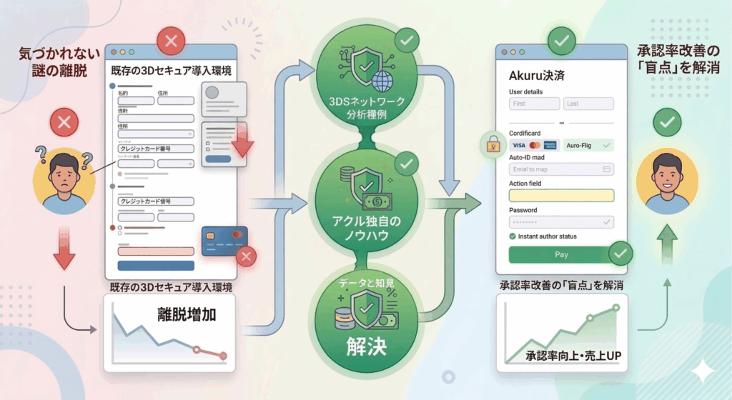 AkuruInc's tweet photo. ブログ記事を更新しました。
本記事では、3Dセキュア認証システムを自社で持ち、認証フローの内側を観測できるアクルだからこそ見える承認率の「盲点」について解説します。
https://t.co/KPrUP5f0Ys https://t.co/BR6u0L7N6I