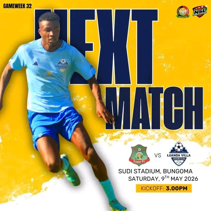 luandavilasc's tweet photo. 🚨| 𝗡𝗘𝗫𝗧 𝗠𝗔𝗧𝗖𝗛

Nzoia Sugar FC 🆚 Luanda Villa  SC
🏆| National Super League 
📍| Saturday 09-05-2026
🏟️| Sudi Stadium - Bungoma
⌚| 1500Hrs

Paybill.           247247
Account.        918780 https://t.co/YzcgivIo5a