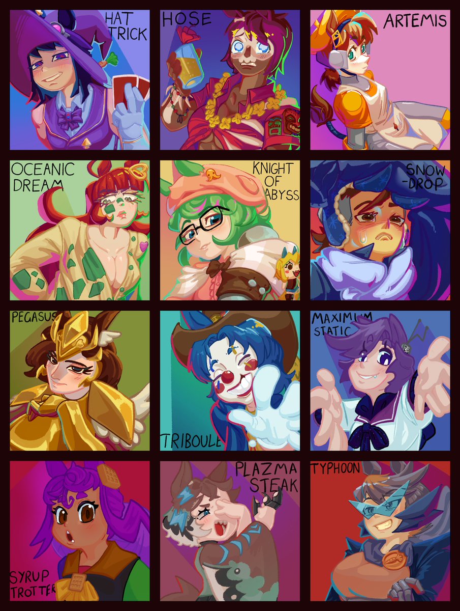 SlurpTheRabbit's tweet photo. For my birthday I've decided to do everybody else's birthday gifts, so I've designed umamusumes for each of my friends in the tricksters of the trade. https://t.co/k6lehwbuk3
