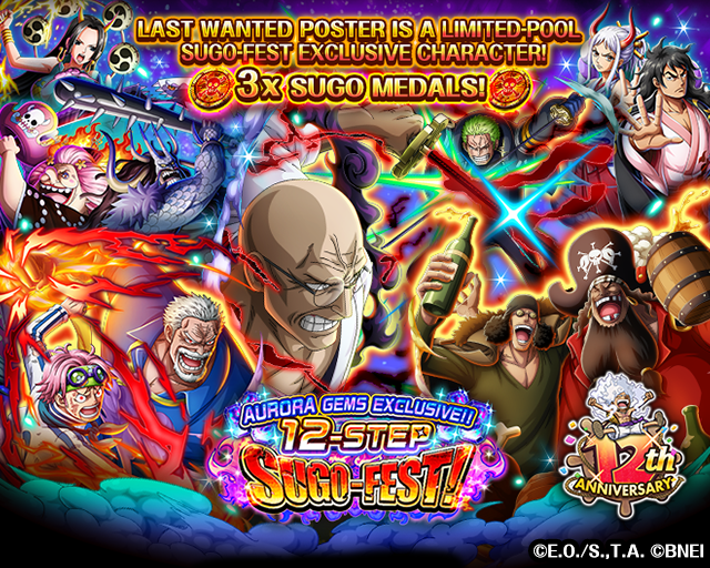 ONE_PIECE_TC's tweet photo. 12th Anniversary Aurora Gems Exclusive!! 12-Step Sugo-Fest! is here!

Use Aurora Gems to add characters to your crew!

#ONEPIECE #OPTC #OPTC12th https://t.co/hwbmI9XAbq