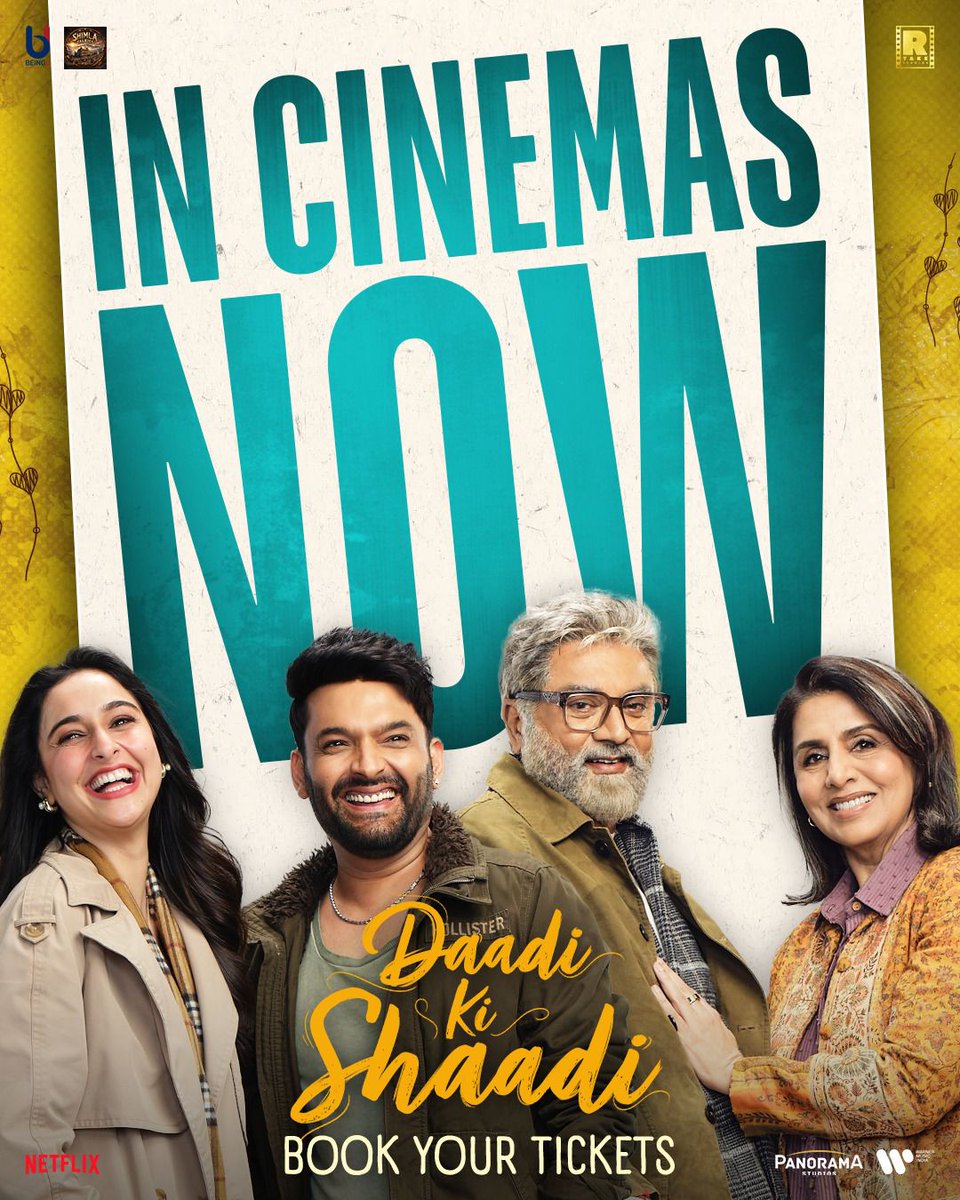 beingu_studios's tweet photo. Daadi Ki Shaadi mein, 🫵🏻 are our favourite baraati! So, see you soon 😍

Book your tickets now! 
🎟️- https://t.co/Enb9LVX4wE 

Daadi Ki Shaadi in cinemas now.
Gen D to Gen Z — all are invited.

#DaadiKiShaadi #WillSheWontShe

Written &amp; Directed: #AshishRMohan https://t.co/gWbUsXp2W7