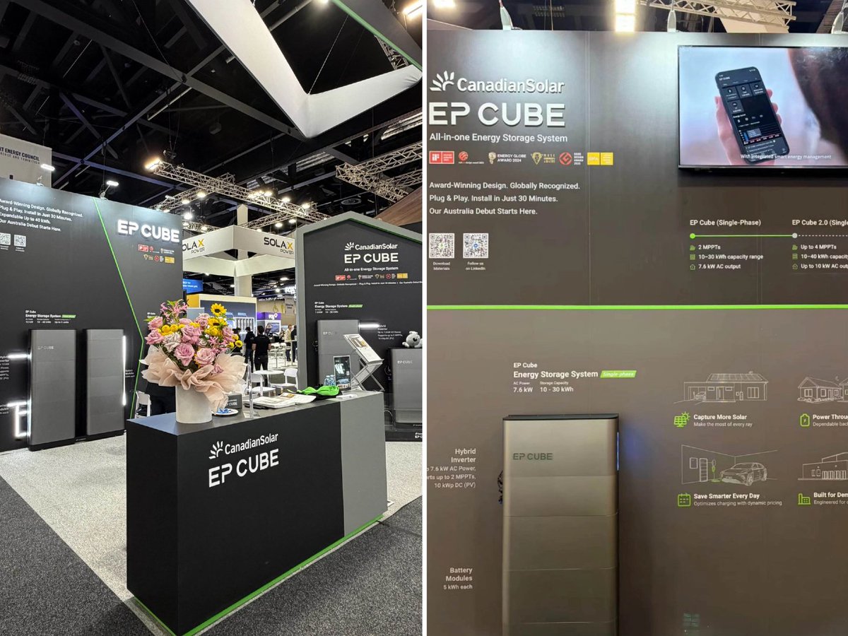 EPCube's tweet photo. Thank you, Sydney! A fantastic first meeting at Smart Energy 2026.

Catch the highlights here:
https://t.co/nt7uuQkVCS

#EPCube #EPCubeEvent #SmartEnergy2026 #Australia #Sydney #HomeEnergy #SolarBattery #EnergyStorage #CleanEnergy https://t.co/1xRPjWZf3p