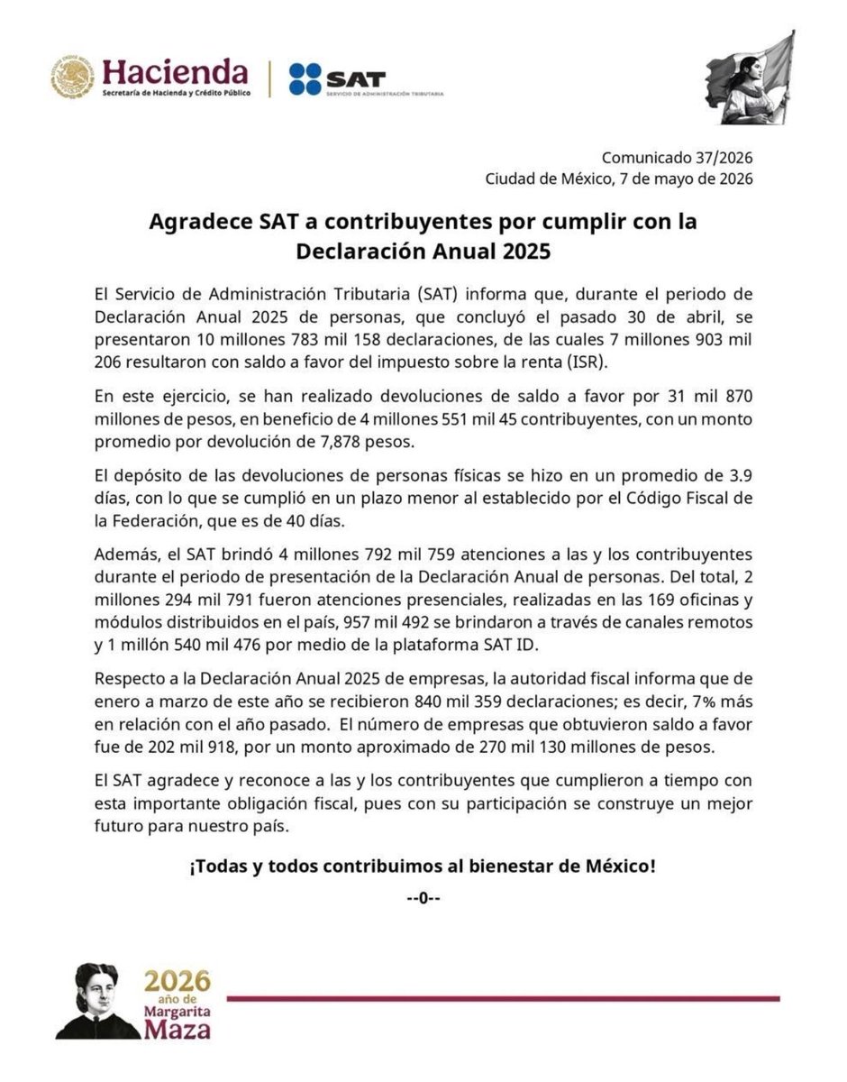 erik_ortuno's tweet photo. 📢 El SAT informó cifras récord en declaraciones y devoluciones de impuestos 💰🇲🇽, asegurando incluso depósitos en promedio de apenas 3.9 días.
Pero ahora la pregunta es para ustedes 👇
❓¿Realmente les devolvieron rápido?
❓¿Su devolución fue automática o terminó rechazada?
❓¿Han tenido problemas con citas, e.firma, SAT ID o inconsistencias?
Porque una cosa son los comunicados oficiales… y otra muy distinta la experiencia REAL de millones de contribuyentes y contadores en México. 😅📑💻
Los leo. 👀👇
#SAT #Hacienda #DeclaracionAnual #ISR #Impuestos #Contribuyentes #Contadores #Fiscal #Mexico #DevolucionSAT #Finanzas #Contabilidad #OpinionFiscal #CulturaFiscal