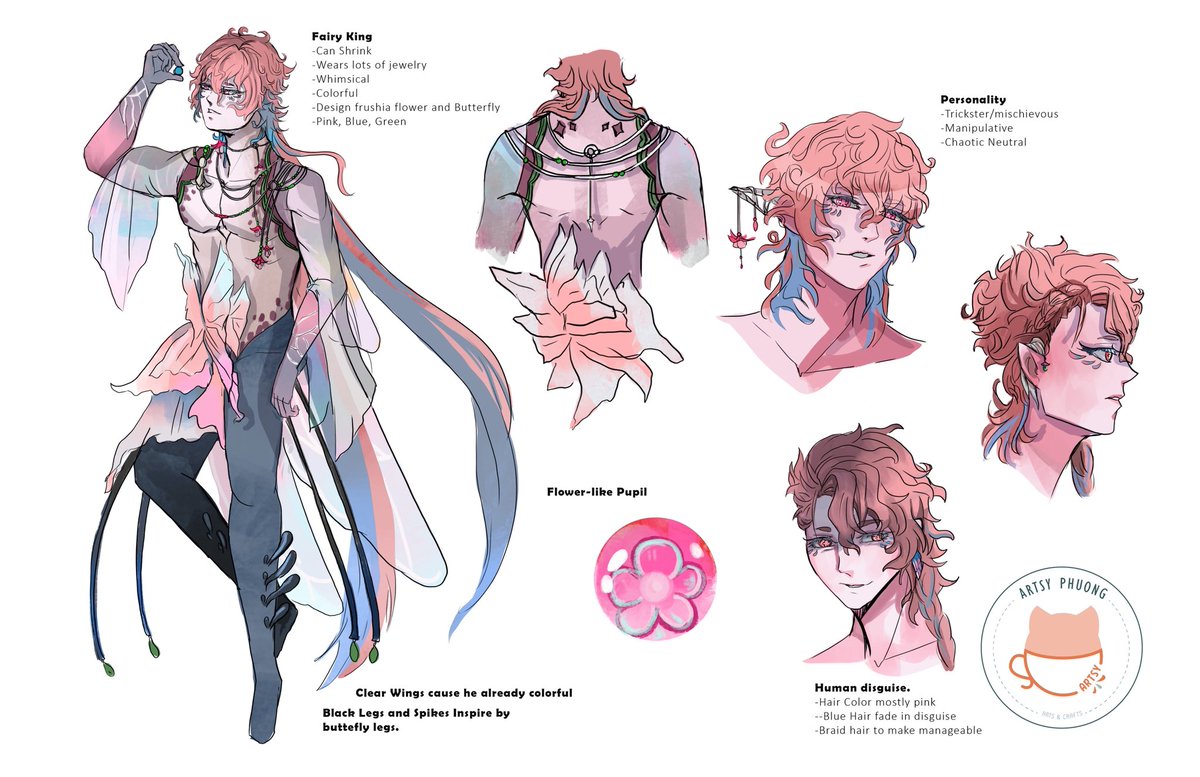 Finish. I try to design him more whimsical since he a fairy but it might be too much lol #conceptart #characterdesign #fairyking #originalcharacterart #originalart