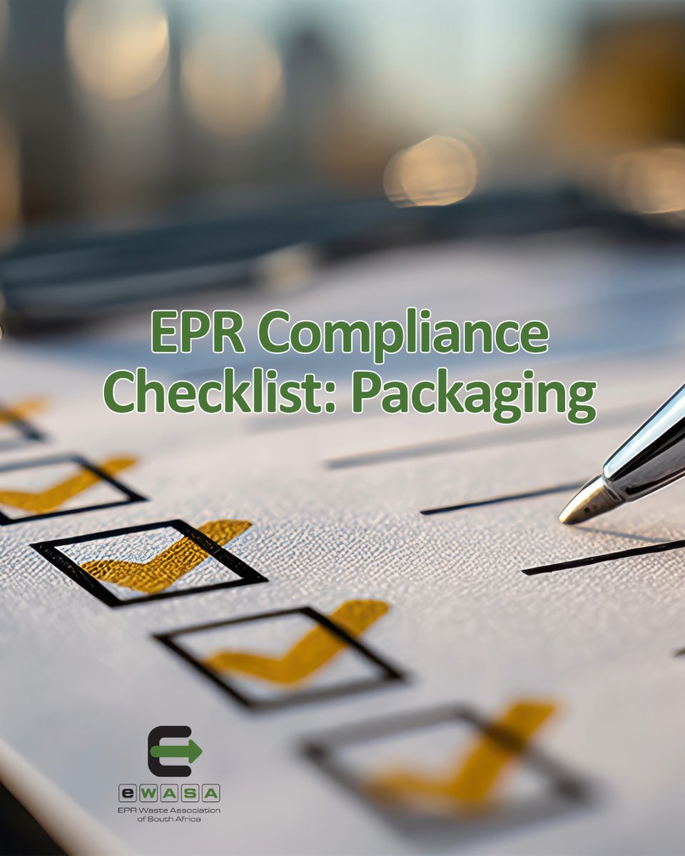 eWASA_'s tweet photo. Packaging compliance can’t be left to the last minute. We have a practical checklist for SA producers and retailers: design, labelling, recyclability, reporting, and EPR readiness.  https://t.co/VnvBiXmsZT #EPR #Packaging #Recycling https://t.co/812YRaqmCg