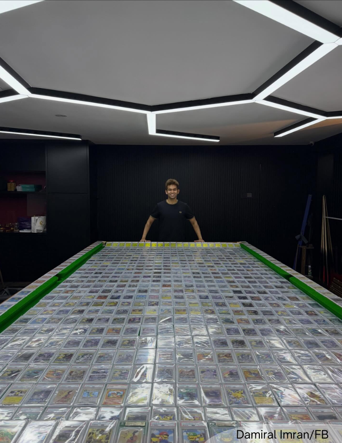 NewsBFM's tweet photo. A Pokémon card collector is offering part of his latest collection for RM4.44 million, or in exchange for a Mercedes-AMG GT S and RM3.8 million in cash.

Damiral Imran added that a RM80,000 commission will be offered to anyone who successfully facilitates the sale.

🧵1 https://t.co/iUirwIlDJy