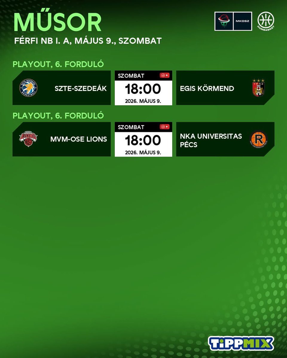 Hunbasket1's tweet photo. 🏀 Tonight, the third games of the semifinals are coming up in the men’s top division, and the playouts will also continue over the weekend.

#hunbasket https://t.co/w91HjnDagJ