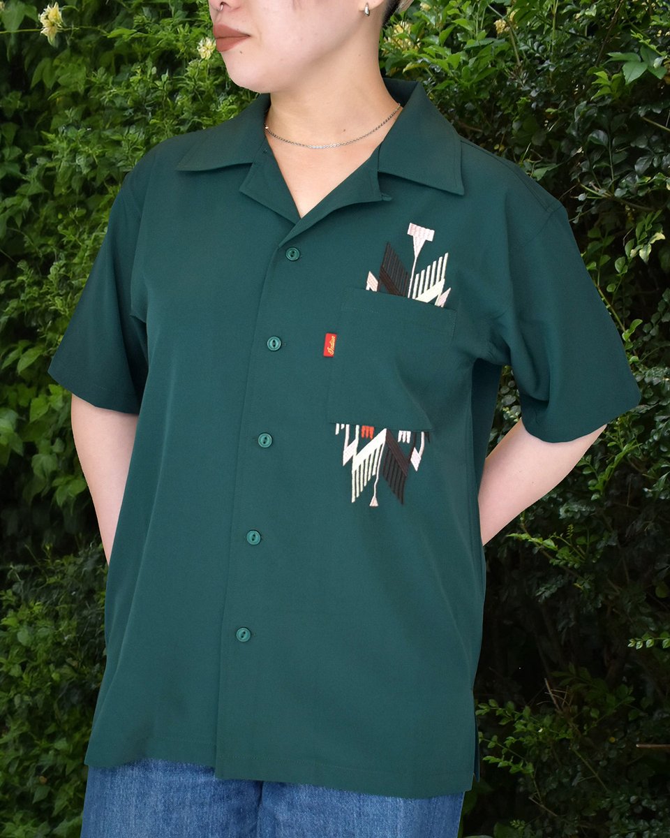 IS-0755 Embroidery Open Collar Shirt 