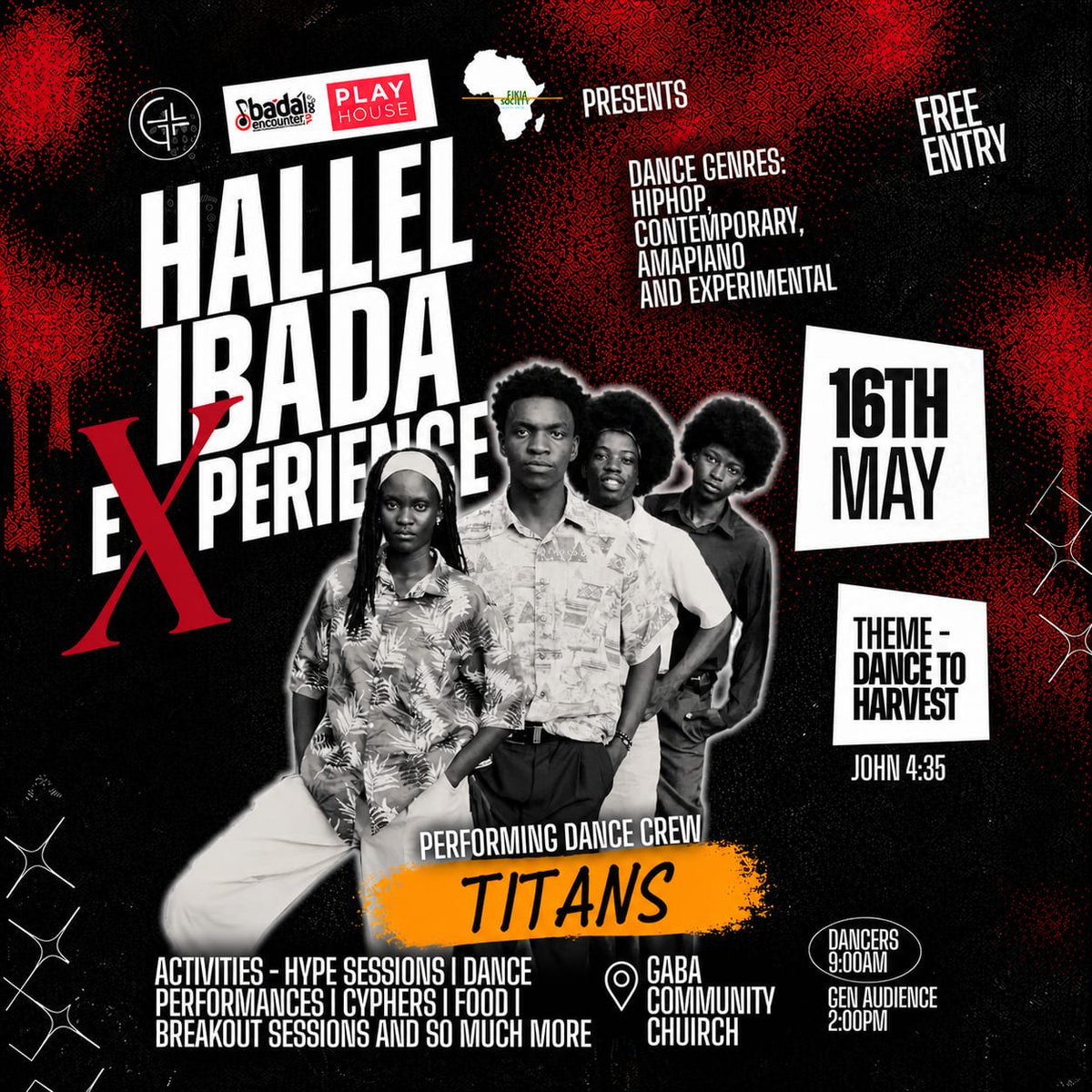 SendrewY's tweet photo. Are you ready for an unforgettable dance experience filled with praise, energy, and performances from some of the finest dance crews? Don't miss #TheHallelIbadaExperience at Gaba community church on 16th May, tag someone. https://t.co/oXOvGhlBmb