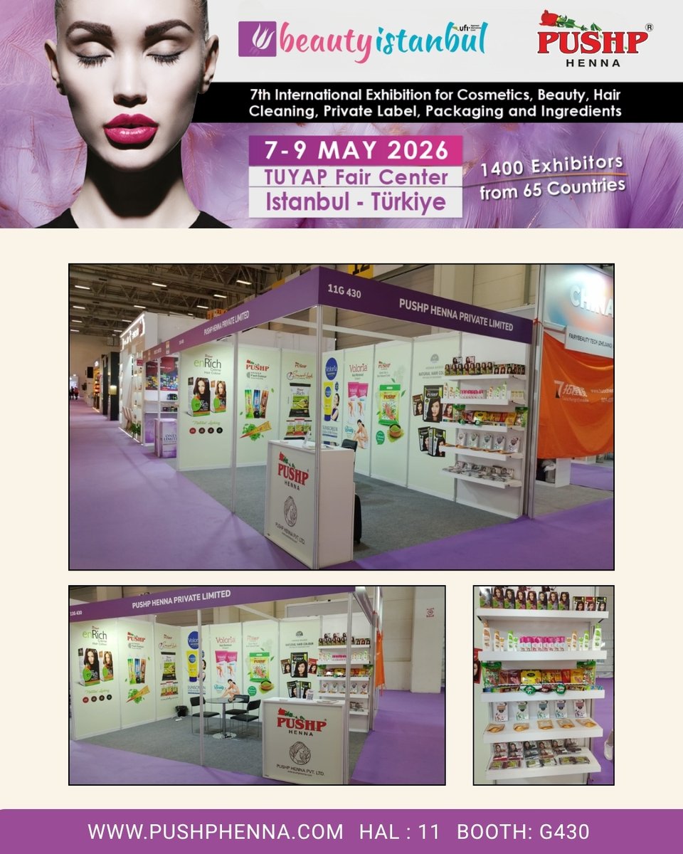 PushpHenna's tweet photo. 🌿 Pushp Henna at BEAUTYISTANBUL 2026

Showcasing Organic Mehandi, Hair Henna &amp; Natural Hair Colors to the world. 🌍✨

#PushpHenna #BeautyIstanbul2026 #OrganicHenna #NaturalHairColor #HerbalProducts #HairHenna #Mehandi #BeautyExhibition 

🛒 Shop Now: https://t.co/Lab6nyN7Rn https://t.co/LCO0YM8mnn