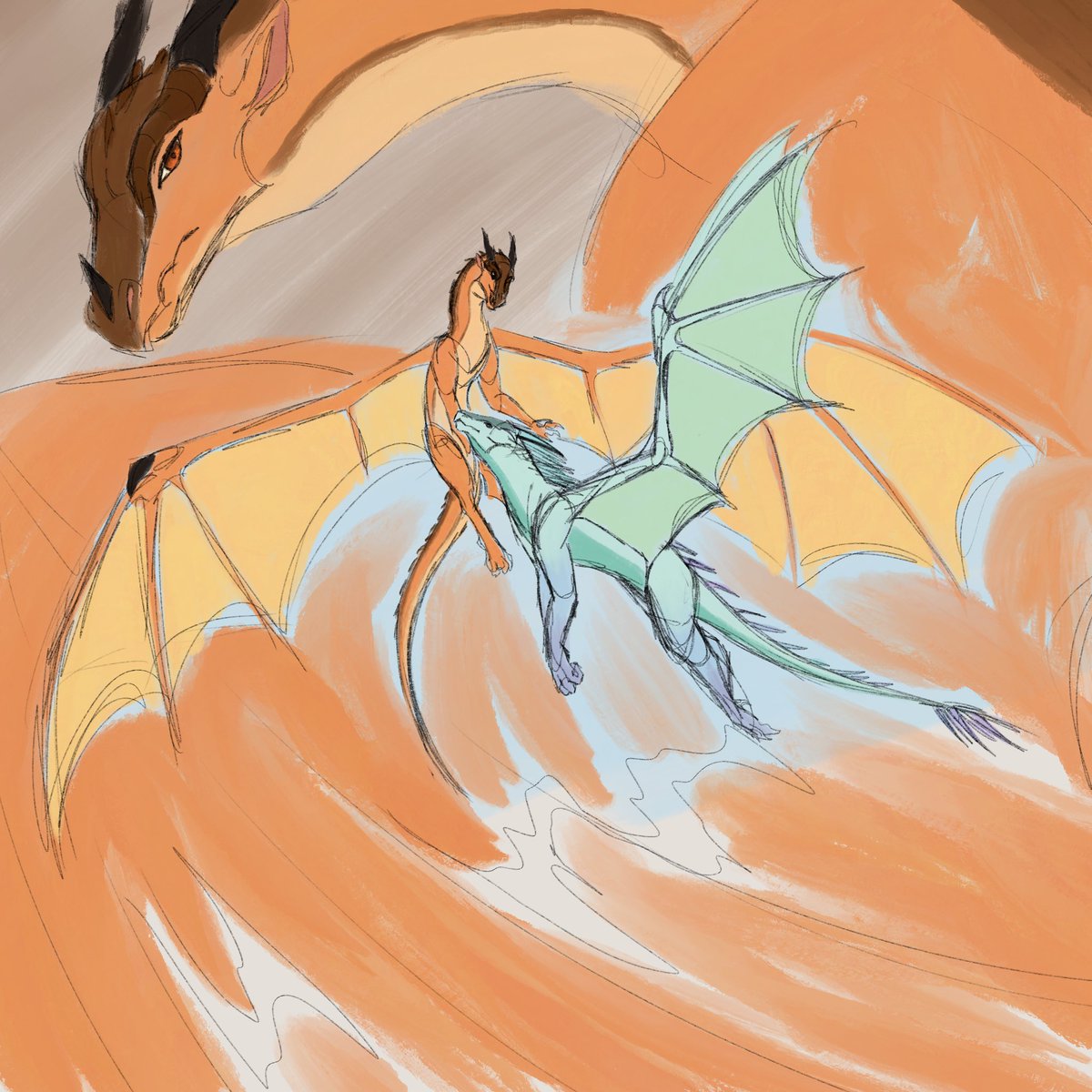 Who_Xing's tweet photo. “Of flights and friends we’ll never see”
Wings of fire content? From me? Indeed.

The Icewing is Prince Archipelago, the Skywing Sardonyx. 
#wingsoffire #WoF #oc https://t.co/NNxfJaHZIc
