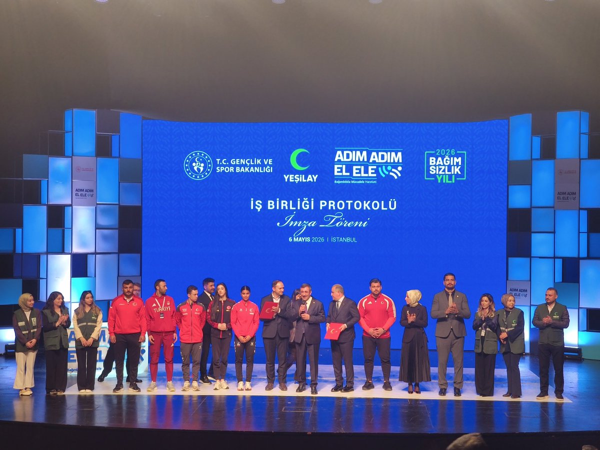 YesilayArnavtky's tweet photo. “Adım Adım El Ele: Bağımlılıkla Mücadele Hareketi Programı” lansmanına katılım sağladık. Lansman; Cumhurbaşkanı Yardımcısı Cevdet Yılmaz, Gençlik ve Spor Bakanı Osman Aşkın Bak ve Yeşilay Genel Başkanı Doç. Dr. Mehmet Dinç’in katılımlarıyla gerçekleştirildi. https://t.co/VFY7sMB9YX