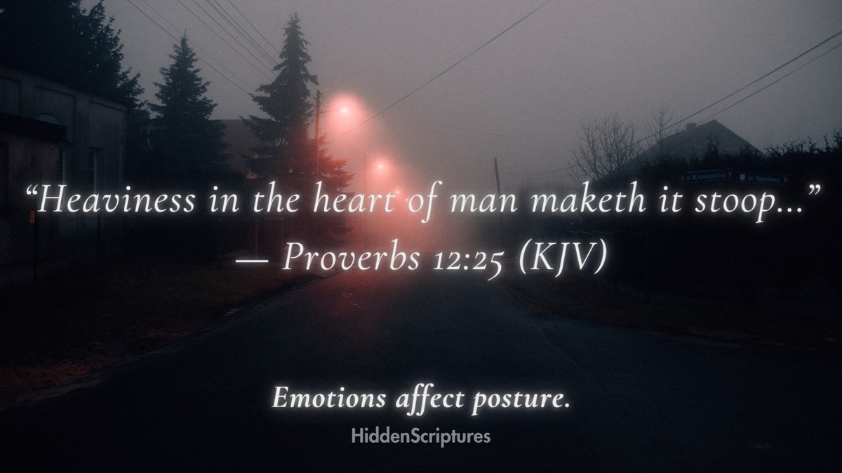 Impartinghuman's tweet photo. HiddenScripture 📖
A very real verse:
“Heaviness… maketh it stoop…”
— Proverbs 12:25 (KJV)

Meaning:
Emotional weight can affect a person deeply.

Insight:
Take care of your inner state. https://t.co/NKdj8Brx4W