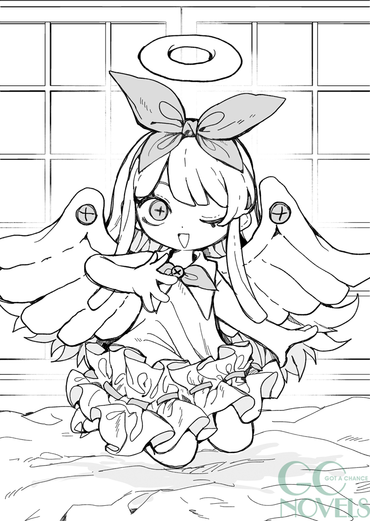 gcnovels's tweet photo. 「幻覚ではありませんよ。私は神の使いである天使です」
「ん？天使？」
「そうです。どこからどう見ても天使でしょう」
「ほーん……」

『宮廷錬金術師の自由気ままな異世界旅　１』より挿絵を公開！
好評発売中！ https://t.co/TPbjprGFcV