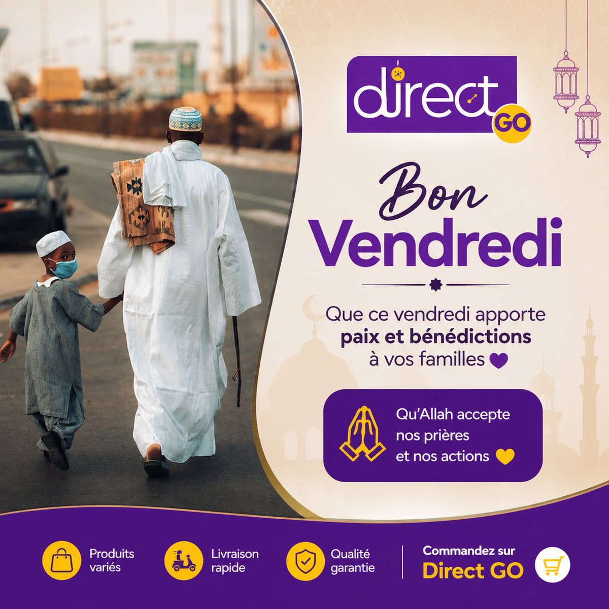 DirectResto's tweet photo. Toute l’équipe Direct GO vous souhaite un excellent vendredi 🤍#DirectGo #Niamey #Niger #BonVendredi #JummahMubarak #Vendredi #Paix #Benedictions #Famille #Prières #Islam #NiameyLife #DigitalNiger #BonVendrediATous #TL227 https://t.co/A7oO4dHsRV