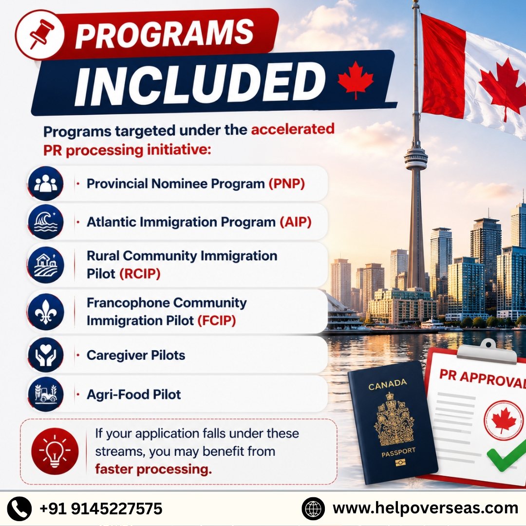 HelpOverseas's tweet photo. 🇨🇦 BIG UPDATE FOR IN-CANADA WORKERS! 🚨

Canada has announced a new Fast-Track PR initiative for eligible workers already living and working in Canada. 🇨🇦✨

If you applied through programs like PNP, AIP, RCIP, FCIP, Caregiver Pilots, or Agri-Food Pilot . https://t.co/lTuRH0Mh6D