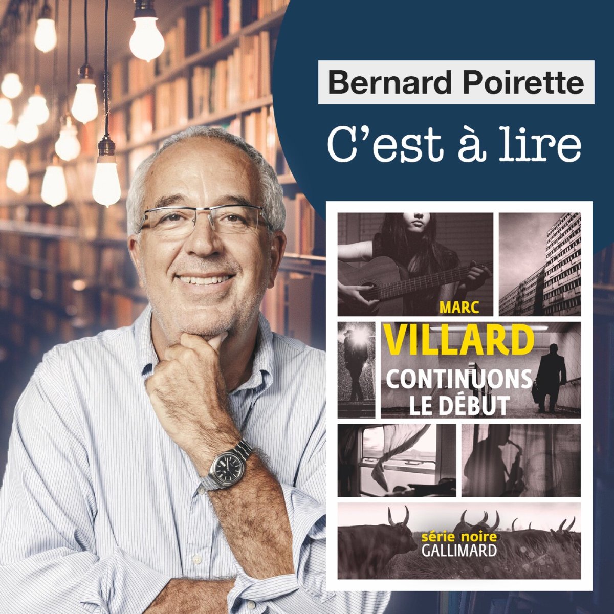 BernardPoirette's tweet photo. Bonjour à toutes et tous,
Au programme de votre podcast du jour : 
"Continuons le début" de Marc Villard publié dans la collection Série Noire chez Gallimard.

https://t.co/40HU7s589n

 Bon WE et bonne lecture ! https://t.co/j7f3SoWVMm