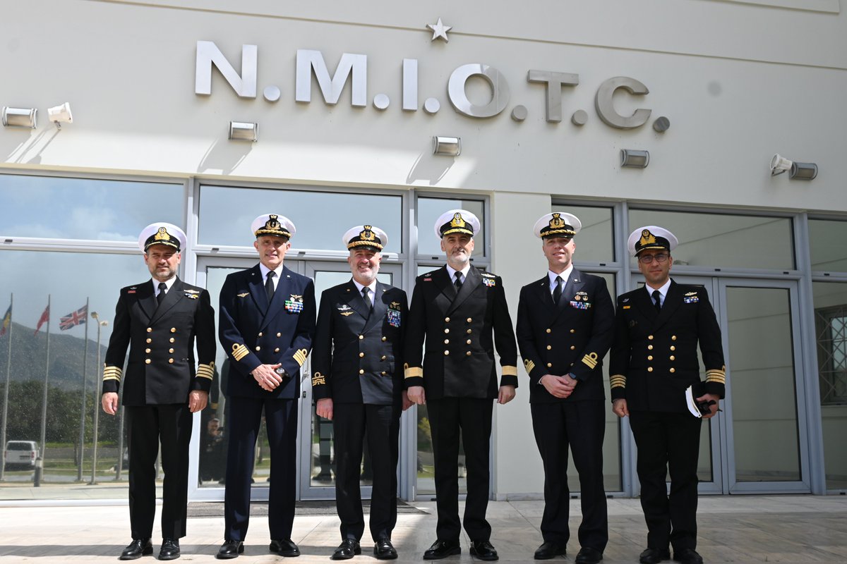 NMIOTC's tweet photo. On 2 April 2026, the Force Commander of EUNAVFOR MED IRINI, Rear Admiral (LH) Andrea Bielli, paid a visit to the NMIOTC, during which he had an office call with the Commandant, Commodore Pavlos Angelopoulos. https://t.co/wEPx1MyHsQ