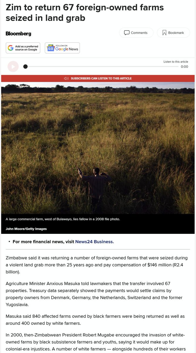 Recon1_ZA's tweet photo. In August 2025, South African President Cyril Ramaphosa drew criticism by praising Zimbabwe's land reform, calling its, in part, violent land seizures “essential” and “ambitious” during a speech in Harare.

The seized farms now lie in ruins, with Zimbabwe's economy in the gutter and millions of Zimbabweans starving, many who now reside illegally in South Africa.

How it started vs how it's going.
Hunger isn't fun.