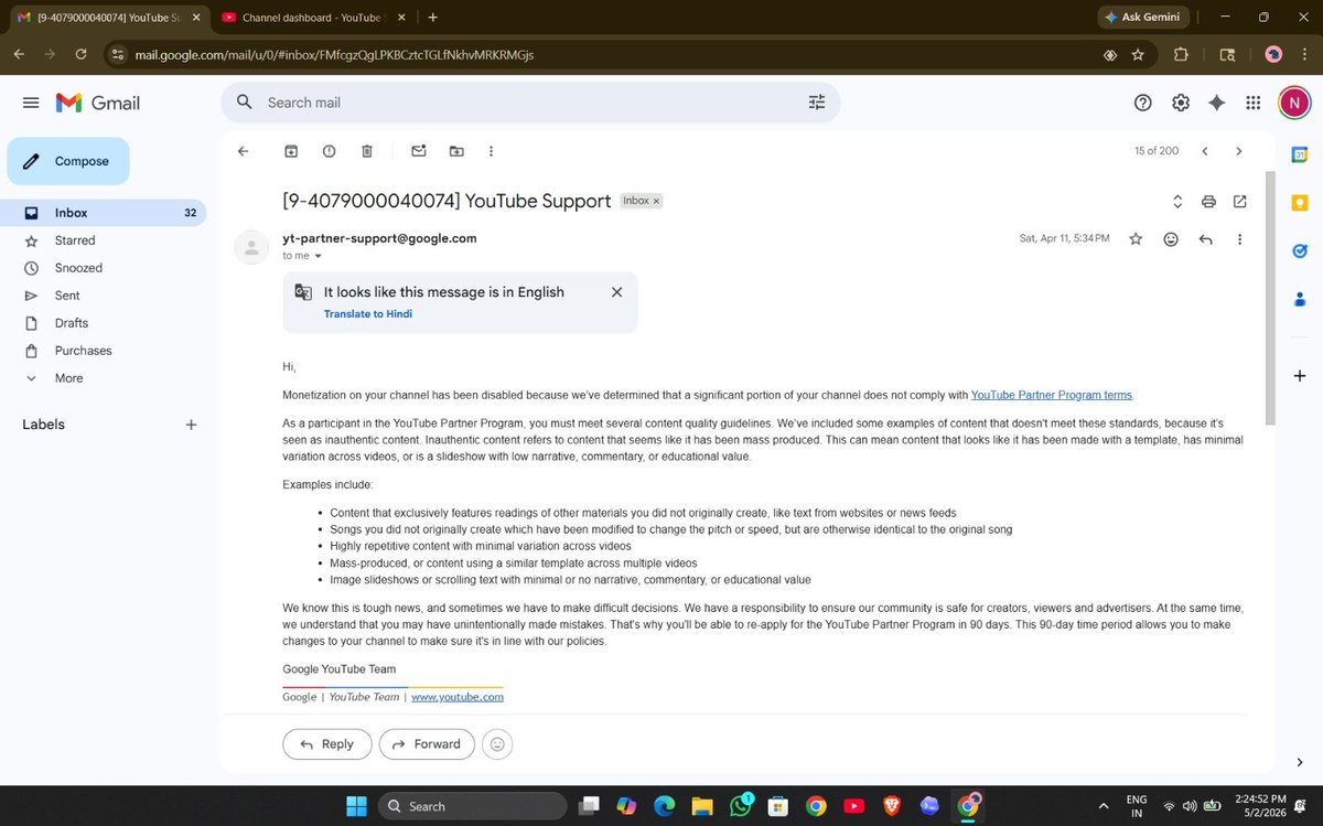 NamanElite's tweet photo. I am publicly appealing for a manual human review to get my channel's monetization back.

My channel, DocuMasters, was wrongfully demonetized by an automated system for "Inauthentic Content."

Channel Link: https://t.co/8LPOBZEtNm

Every documentary I publish requires intense research, original scripting, and hours of complex, multi-track editing. I have already shared my raw project timelines and scripts publicly to prove it. Nothing is automated, and nothing is recycled. This is 100% original, manual work that over 800,000 subscribers tune in to watch.

Having years of dedicated effort wiped out by a flawed bot flag without a proper human evaluation is incredibly discouraging. An algorithm should not have the final say over a legitimate creator's livelihood.

I am respectfully asking @TeamYouTube and @YouTubeIndia to step in. Please assign a real human specialist to review my channel, look at the evidence of my creative process, and restore my monetization. Let's fix this mistake.

To the creator community: Please RT to help get eyes on this. We need to hold the system accountable for these automated errors. 🙏

#YouTube #YouTubeMonetization #CreatorSupport #ManualReview #YouTubeIndia