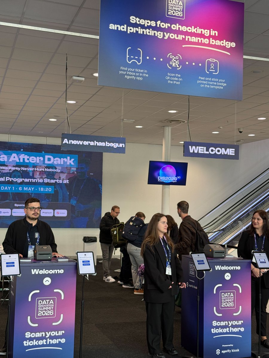 AgorifyAB's tweet photo. Agorify is onsite at Data Innovation Summit, powering a seamless event experience - from check-in and badge printing to the event app, lead retrieval, and more. 🤩

Learn more: https://t.co/oVFh7c4EVS

#Agorify #EventTech #DIS2026 https://t.co/BEQwSP4jJc