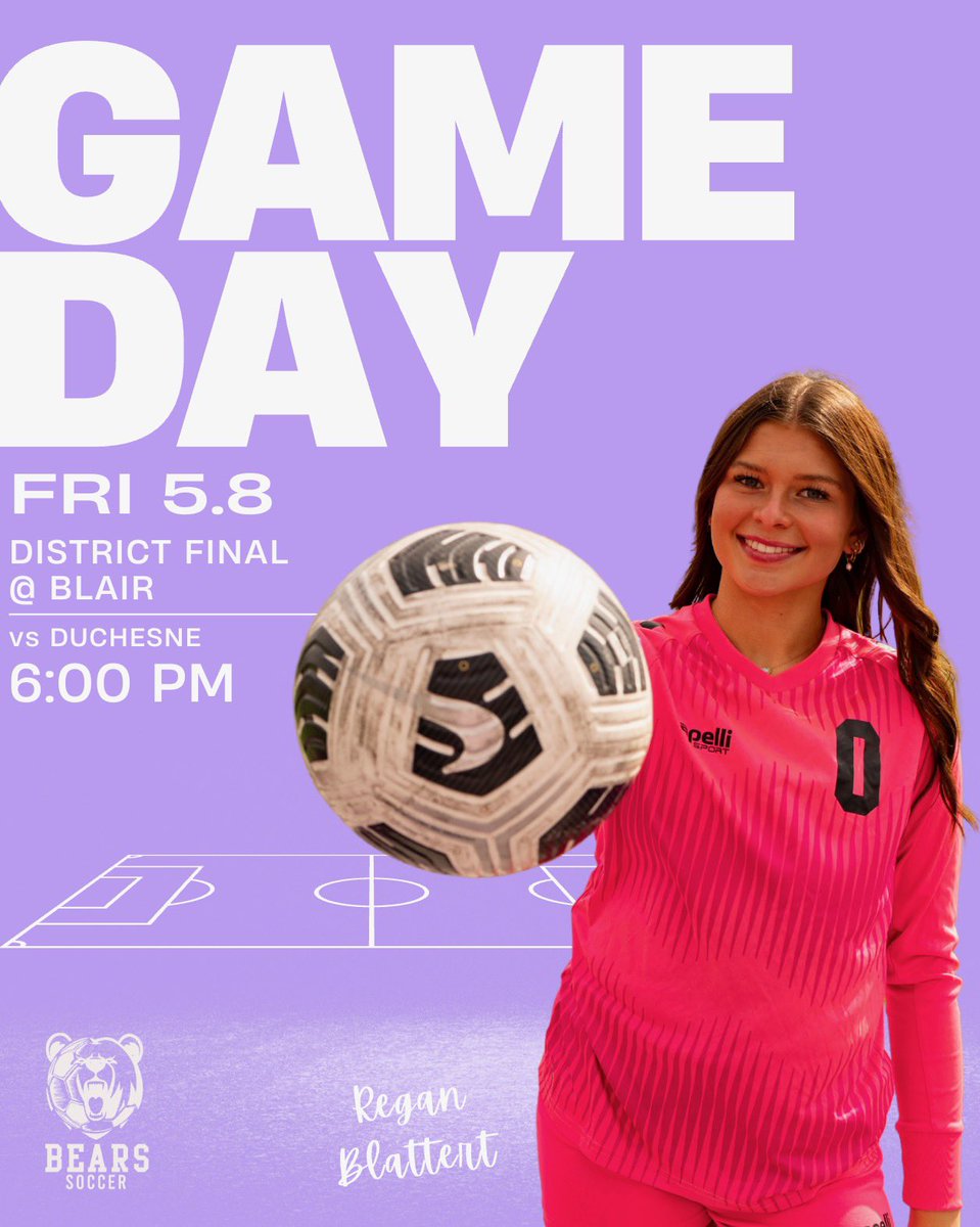 BlairLadyBears's tweet photo. B-2 DISTRICT FINALS

Join us for some Friday Night Lights at Krantz Field ~ ⚽️ soccer edition ⚽️ 

🆚 Duchesne 
⏰ 6:00 PM
📍 Krantz Field 
📺 https://t.co/wOtHHQoUmT

🎟️ Winner punches their ticket to Nebraska State Tournament! 

📣 BRING THE ENERGY, Bear fans! 

#onemission https://t.co/wA0qDUUu4o