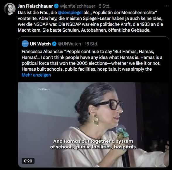 Jan Fleischhauer, moralloser bigotter Israelfanatiker der sich über verstümmelte Kinder im Libanon gefreut hat darf jetzt seine perversen Massenmordfantasien in seiner eigenen ekligen Kriegsshow im ZDF verbreiten !

#ZDFheute #Iran #Gaza #Hormus #Trump #Lanz #JanFleischhauer