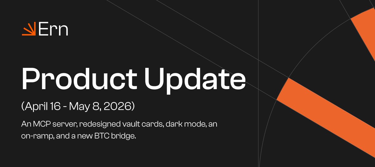 ernapp's tweet photo. Latest https://t.co/66bgVjJ9vz updates are live ✅

• New MCP server for AI access
• Redesigned vault cards &amp; dark mode
• Transak-powered fiat on-ramp
• WBTC ↔ BTC self-custody bridge

🌄 https://t.co/3Bu6Mw9N5W