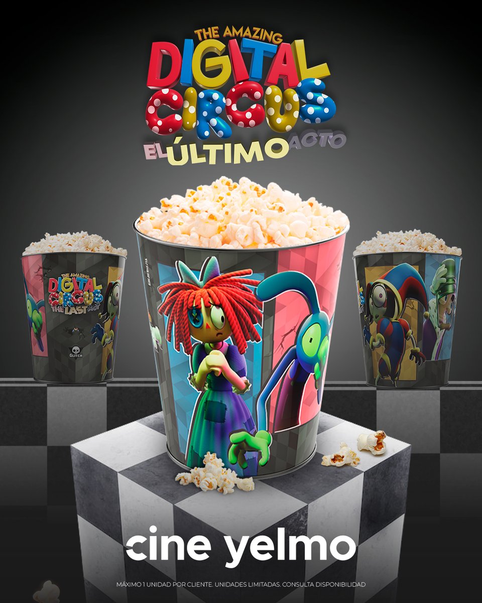 CineYelmo's tweet photo. ¡Celebra #TheAmazingDigitalCircus: The Last Act con un menú coleccionable tan divertido como imposible!🍿 Del 4 al 7 de junio en Cine Yelmo. ¡Entradas ya a la venta! 🎟️ https://t.co/AT9Kdd4q68

*Consíguelos a partir del 4 junio hasta agotar existencias. 
#MásQueCine https://t.co/hCrRATdC1g