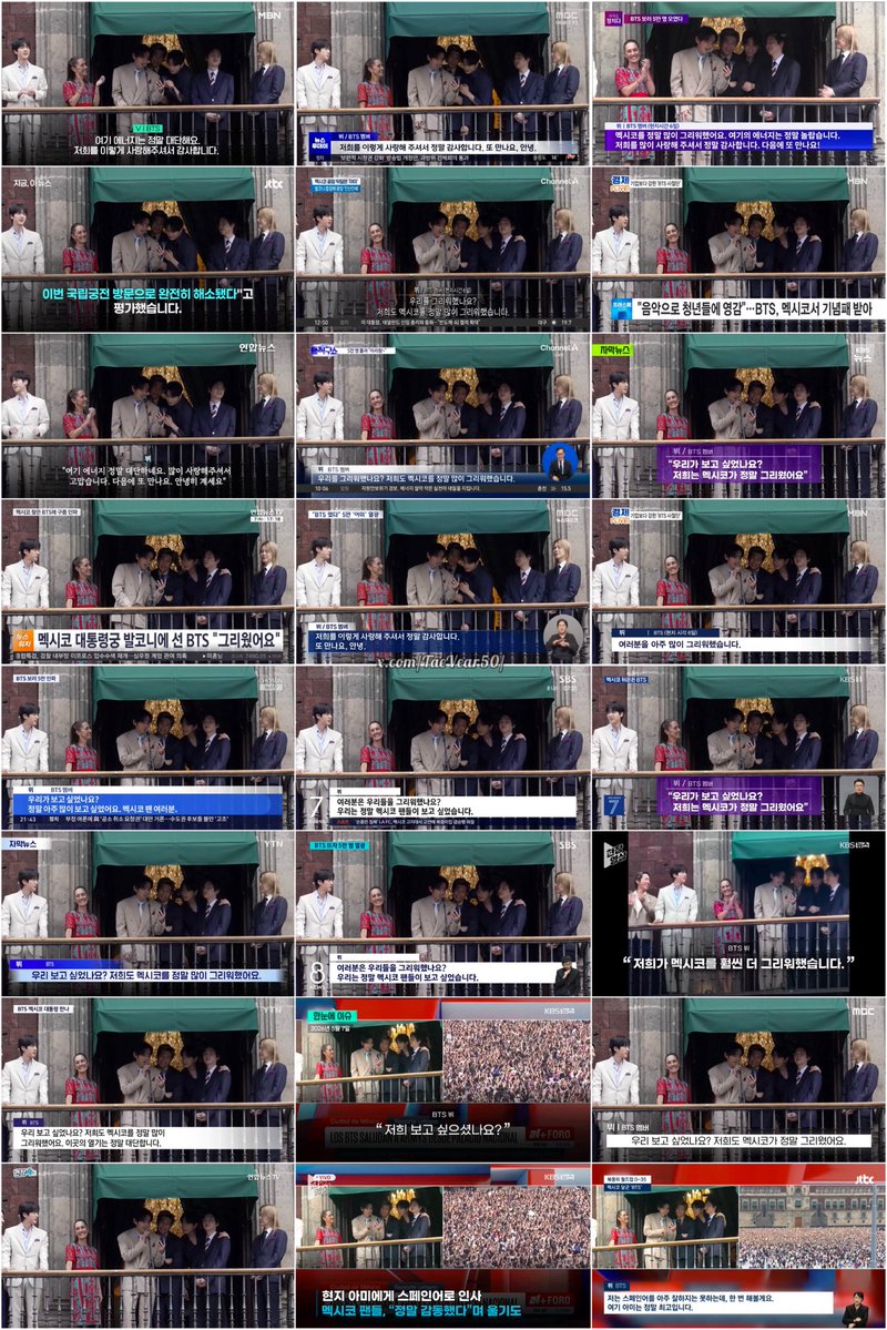 Taehyung’s Spanish speech at the National Palace becomes a major highlight, repeatedly broadcast across Korean national television news, including KBS (KBS News, KBS News 7), JTBC, YTN, SBS (SBS 8 News, SBS 7 Morning Wide), MBC (MBC News, MBC News Desk), Yonhap (Yonhap News,