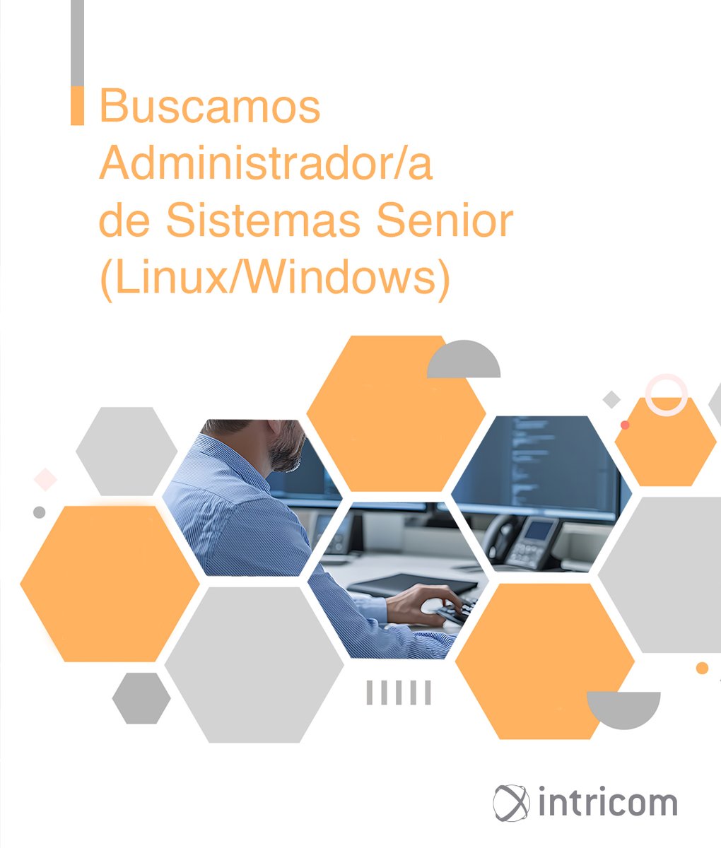 intricom's tweet photo. Estamos reforzando el equipo de Sistemas.

Incorporamos a un/a Administrador/a de Sistemas Senior (Linux/Windows) con experiencia en entornos on-premise. 

Envíanos tu CV a recursoshumanos@intricom.es o consulta la oferta.
https://t.co/vtXNiZXSR5 https://t.co/pfIGqveogu