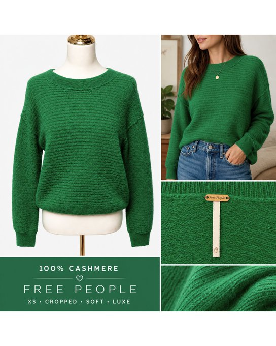 RusticTrove's tweet photo. Free People 100% Cashmere Green Sweater XS Cropped Soft Luxe Knit #freepeople #freepeoplesweater #cashmere #cashmeresweater #greensweater #croppedsweater #luxeknit #softwear #sizeXS #bohochi https://t.co/sRJiiH6vUL https://t.co/CzOXCaA2MJ