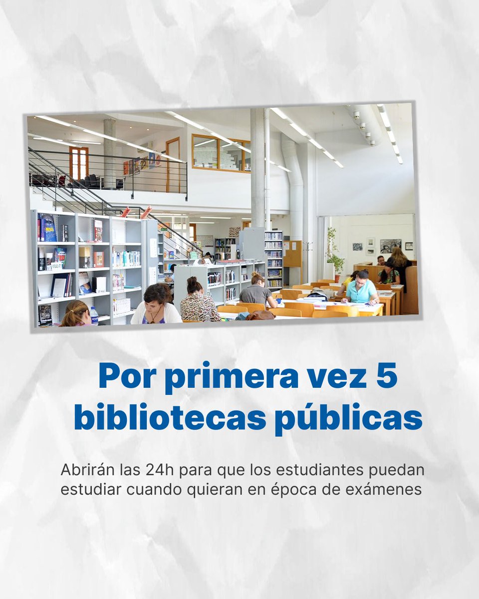 nngg_vlc's tweet photo. La Alcaldesa abre 5 bibliotecas públicas 24 horas para que los jóvenes puedan estudiar libremente 🤩🤝🏻

Igualdad de oportunidades y servicios públicos para todos ✅, frente a las paguitas que la izquierda daba a unos pocos ❌ https://t.co/ANysaNzbyX