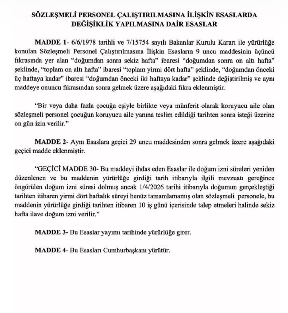 Baver82's tweet photo. Sözleşmeli personel de doğum izninden faydalanacak https://t.co/u9rp6BDVi2