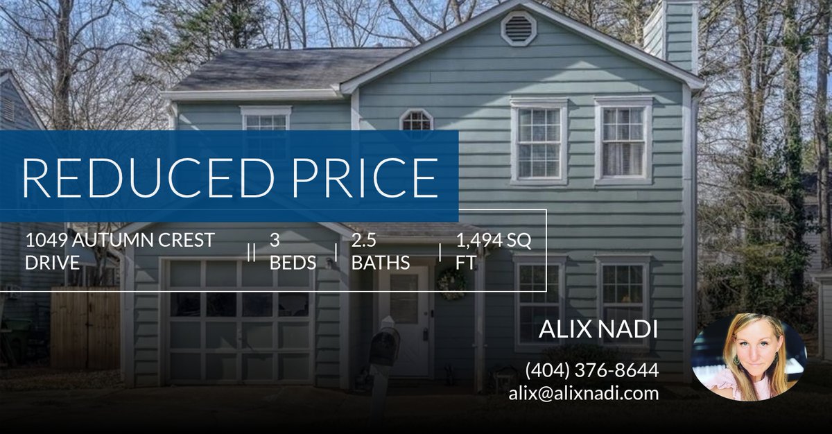 AlixSellsATL's tweet photo. 📍 Reduced Price 📍 This recently reduced home at 1049 Autumn Crest Drive in Stone Mountain won't last long, so, don't wait to set up a showing! Reach out here or at (404) 376-8644 for more information!

The Alix Nadi Team
BEST. RE... https://t.co/5s9LOZc0l1 https://t.co/C3NwOpHs3j