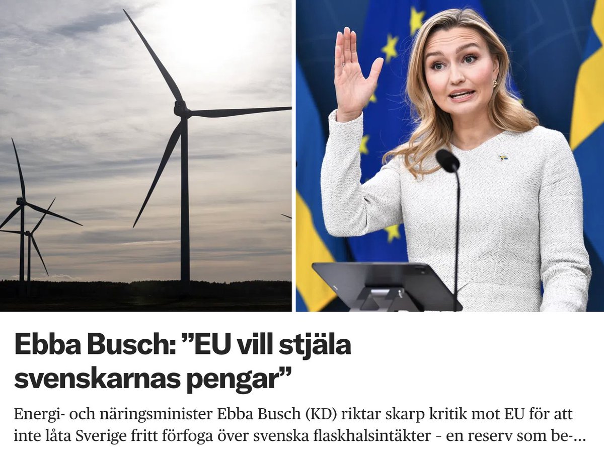 EU och den fascistiska oligarkin-🇸🇪 slåss om vem som ska stjäla pengarna från ett flaskhalsbedrägeri man utsatt sin befolkning för...........🤡

Inte EN enda tanke att upphöra med bedrägeriet. 🤑

Ånli in Sviiiden! <a href="/BuschEbba/">Ebba Busch</a>