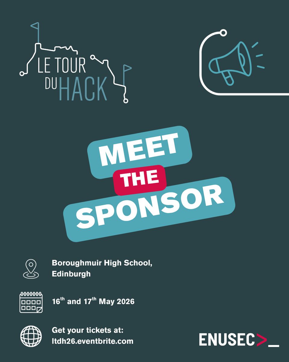 enusec's tweet photo. We're excited to announce our next Gold sponsor for Le Tour Du Hack, Quorum Cyber!

Quorum Cyber delivers Microsoft-first, threat-led cyber security services that translate real-world threat signals into clarity, confidence, and stronger defense.

@QuorumCyber

#LTDH26 https://t.co/M3DxWJITu7