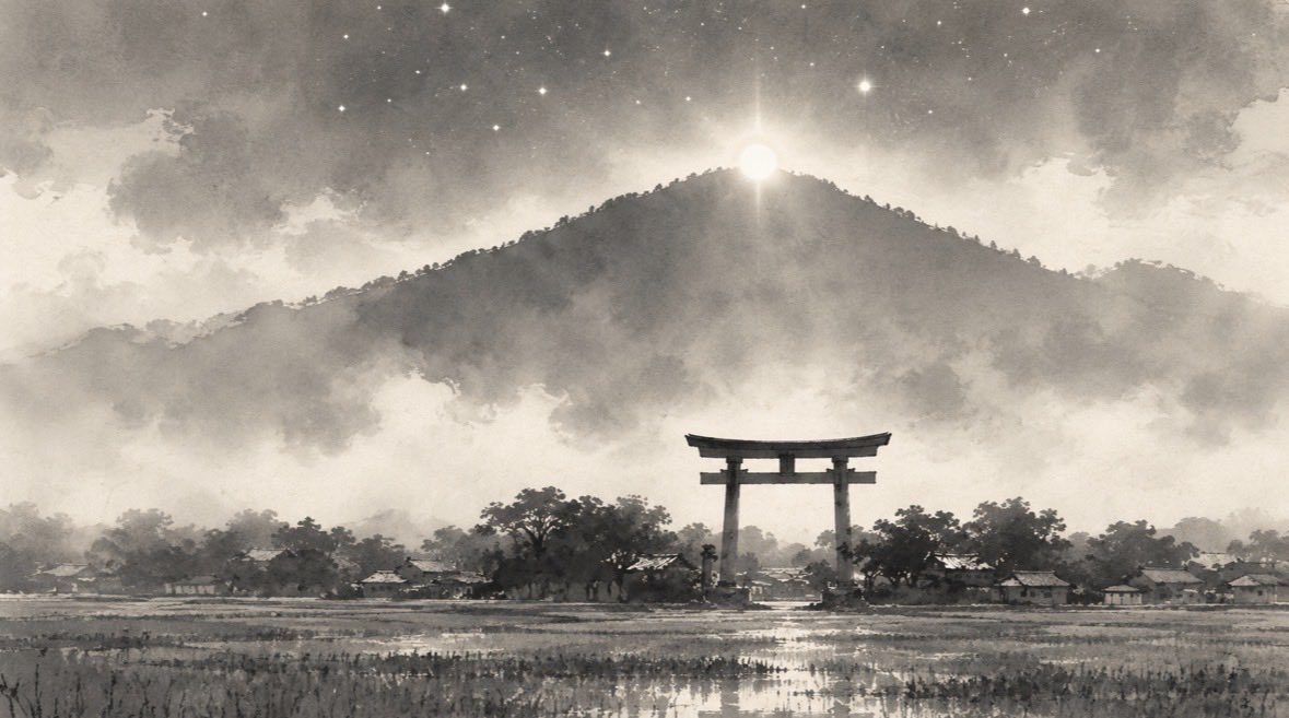 日本最古の神社とされる大神神社の神体山・三輪山には《星降》と呼ばれた地があったという。
『三輪流神道大事口决』では「三弁宝珠は日月星の三光を表し三光を三輪神とした」とあり、空海がここで修行をした際、明星天子が降臨したとも伝える。
三輪山とは日月星を祀る星の斎場だったのかもしれない。